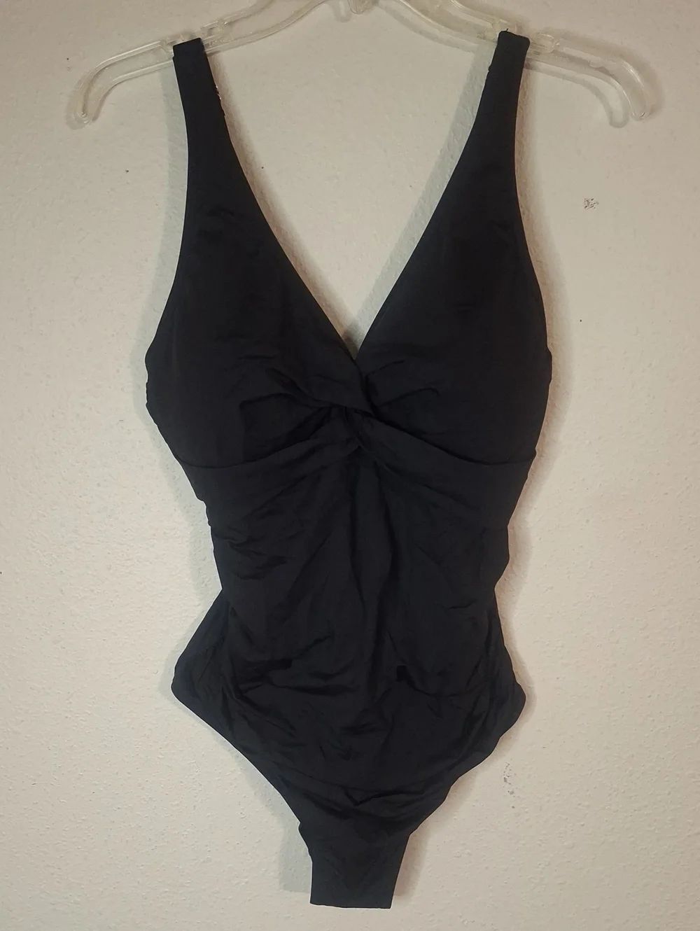 HOLIPICK Black Twist-Front One-Piece Swimsuit SIZE XL NWT